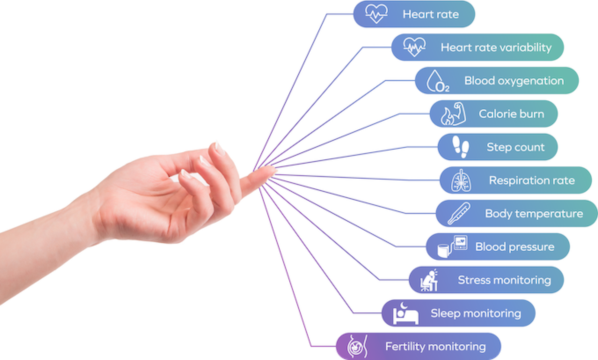 The measurements possible with the Iris smart ring